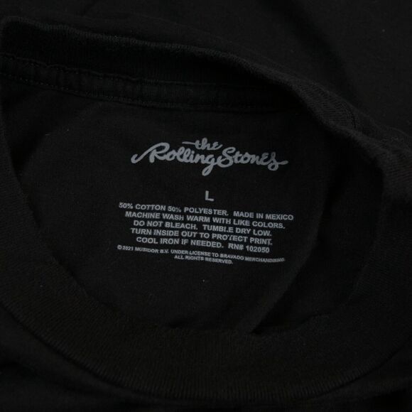 The Rolling Stones Black Long Sleeve Large Print Steel Wheels Sleeve Shirt Sz L - Picture 3 of 5